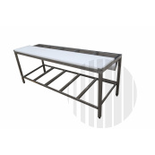 Stůl bourárenský s 5 otvory pro třídění 2150x700x850mm, PE deska bílá