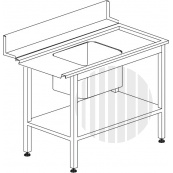 KROMO Stůl vstupní s dřezem s policí 1200 x 730 x 850 mm