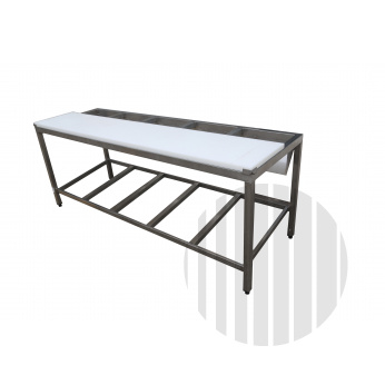 Stůl bourárenský s 5 otvory pro třídění 2150x700x850mm, PE deska bílá