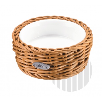 Saleen Košík s porcelánovou miskou Ø105x45 - béžový