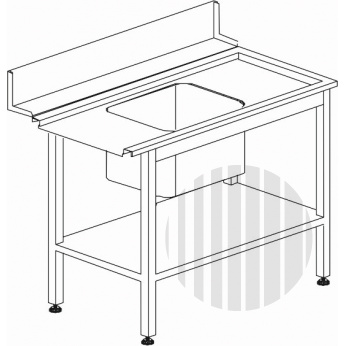KROMO Stůl vstupní s dřezem s policí 1200 x 730 x 850 mm