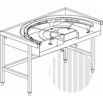 KROMO Stůl rohový 180° mechanizovaný 850 x 1500 x 850 mm